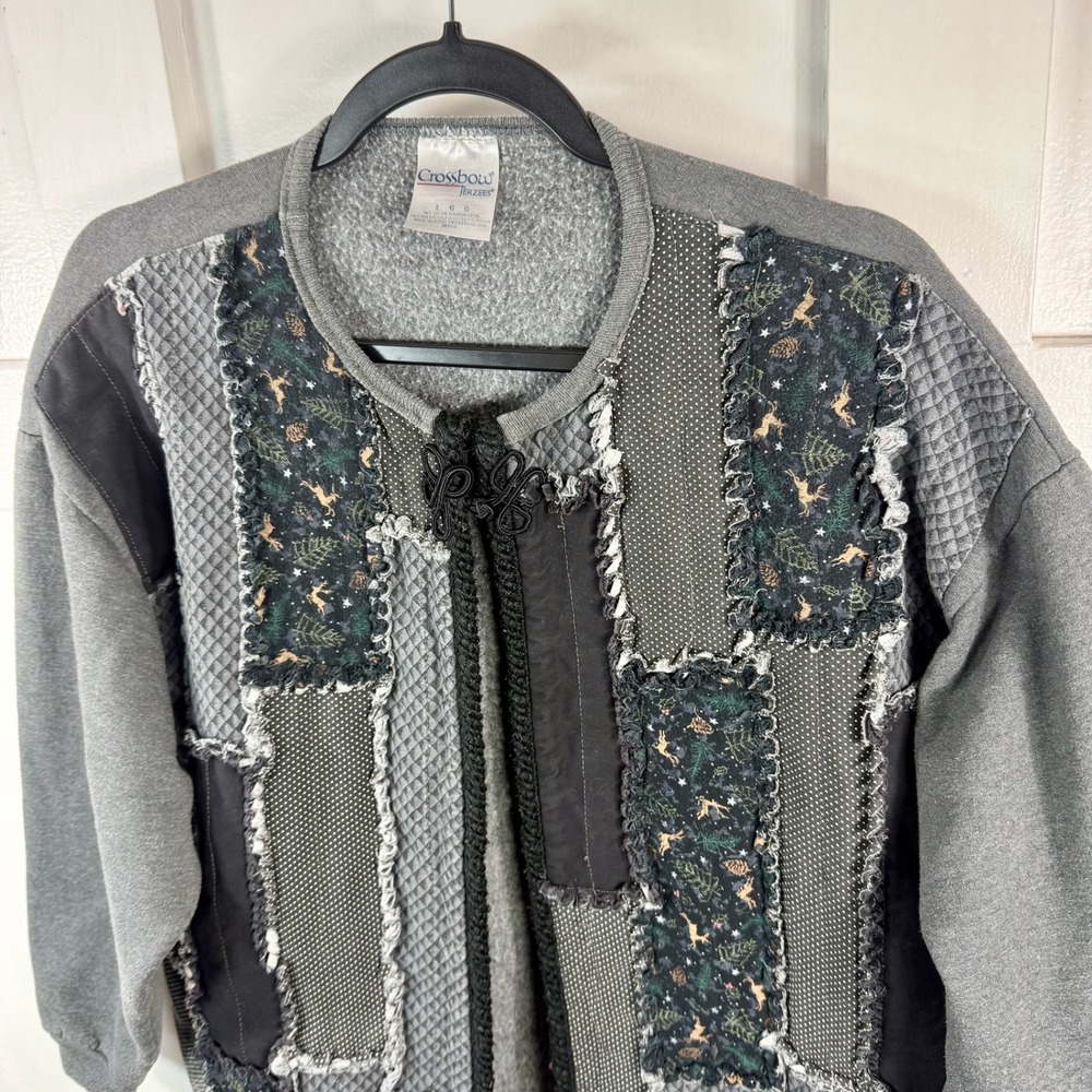 Crossbow By Jerzees Patchwork Cardigan Sweater Wo… - image 2